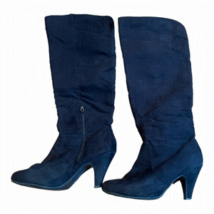 George tall faux suede black dress boots size 8